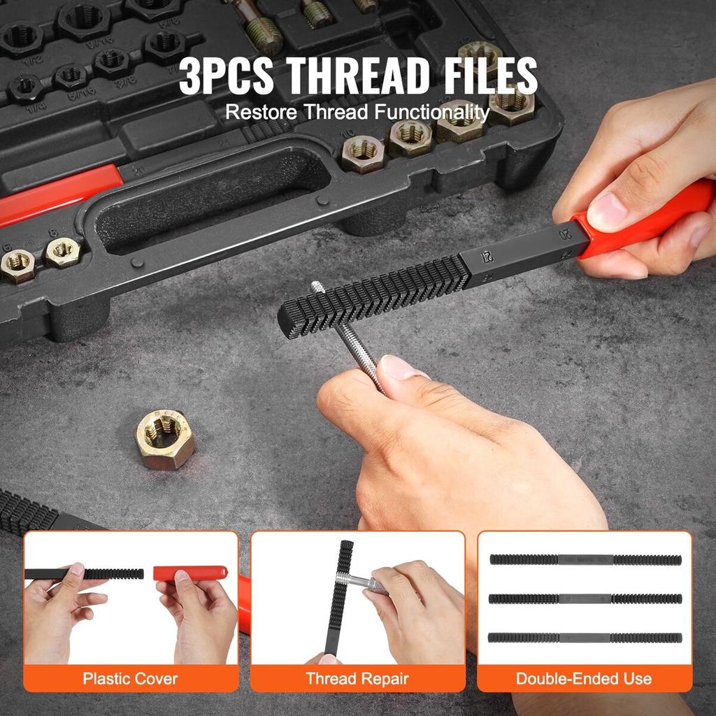 49PCS Thread Chaser Set UNC UNF Metric Thread Restorer Tool Rethreading
