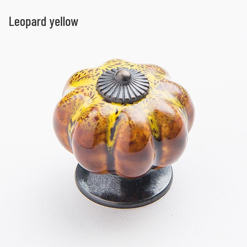 Ceramic Pumpkin Leopard Print Wardrobe and Cabinet Handle
