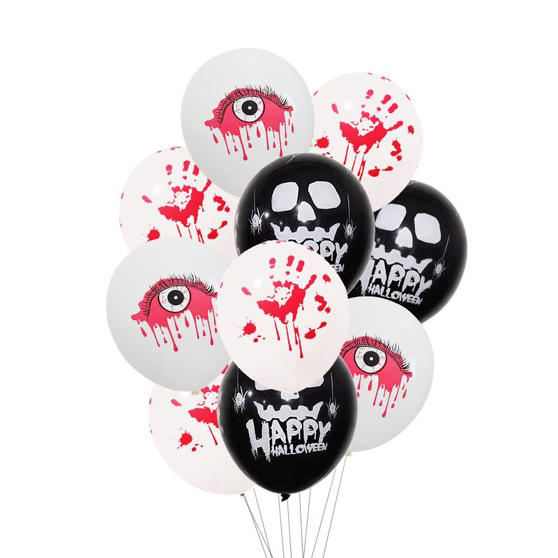 Halloween Ghost & Skeleton Balloon Set - 12-Inch Latex with Pumpkin & Bat Prints