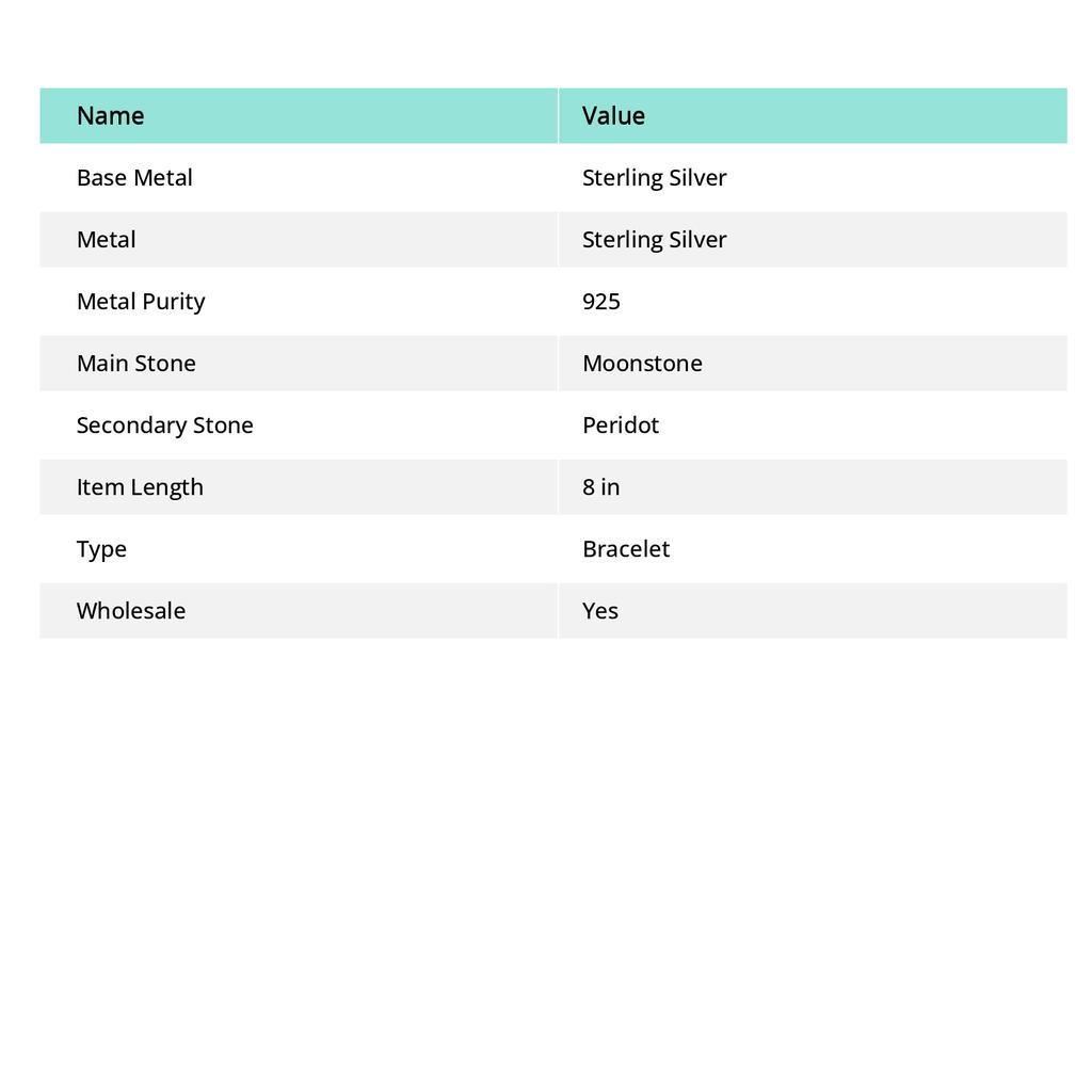 Natürlicher Regenbogen Mondstein,Peridot 925 Sterling Silber Manschette Armreif Adj. K4J34