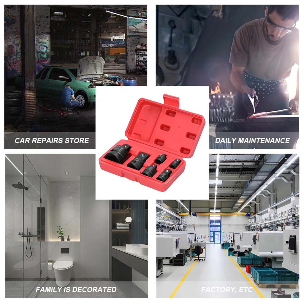 6pcs Impact Socket Adapter Reducer Set 1/4" 3/8" 1/2" 3/4" Socket Convertor Wrenches for Driver Ratchet Conversions