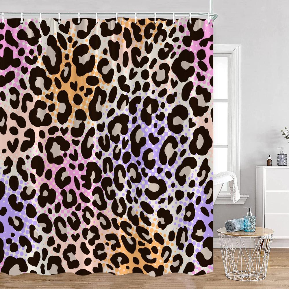 Leopard Pattern Shower Curtain Panther Wild Animals Modern Fashion Bathroom Decorations Ployester Bathtub Curtain with Hooks