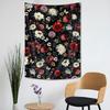 Dark Floral Garden Tapestry, Vintage Red White Rose Print Large Wall Hanging for Bedroom Living Room Aesthetic Home Decor
