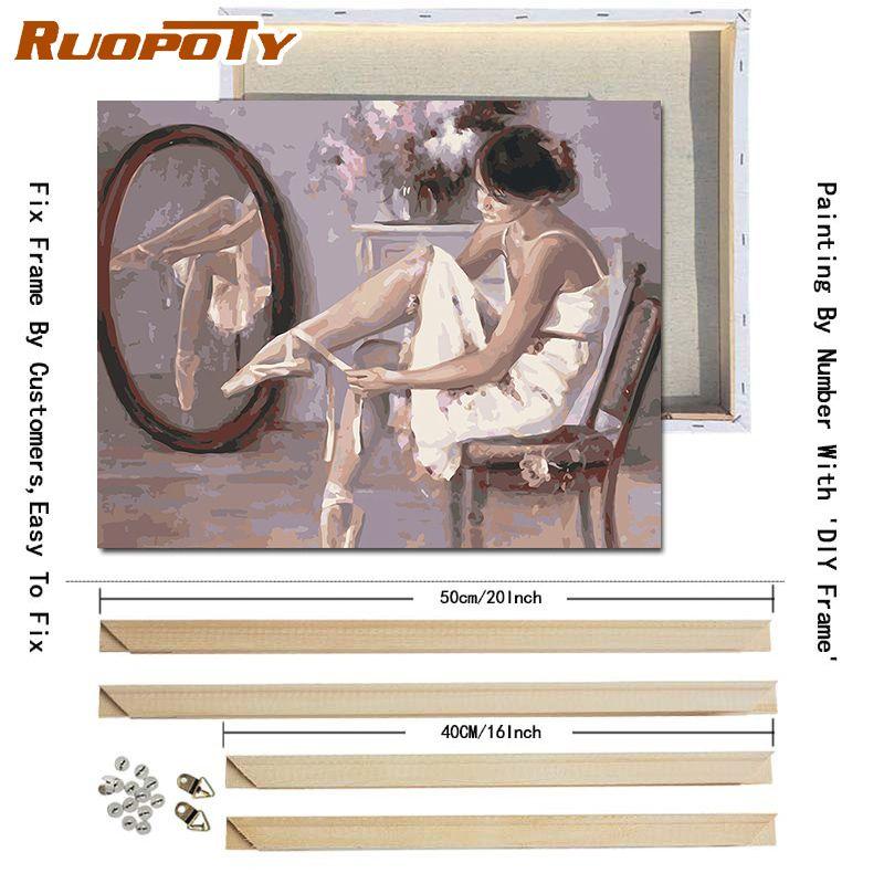 RUOPOTY DIY Frame DIY Painting By Numbers Figure Acrylic Picture By Numbers Handpainted Oil Painting Arts 40x50cm