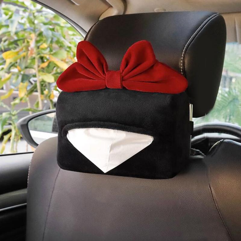 1pc Cute Cartoon Red Bowknot Car Neck Pillow Universal Auto Seat Headrest Support Seatbelt Cover Car Accessories for Women