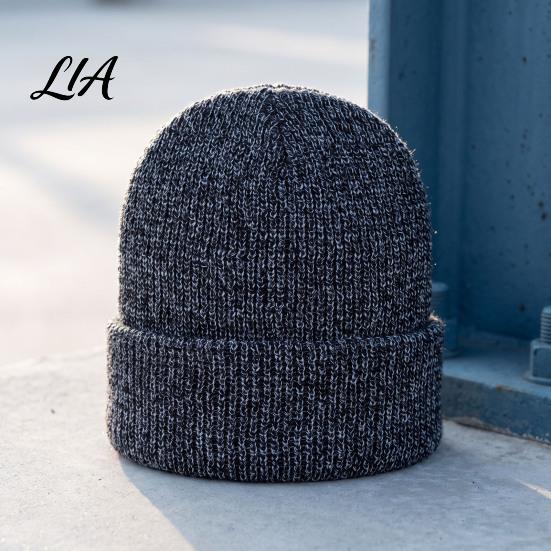 Daily Commuting Knit Hat Reflective Winter Beanies, Unisex Glitter Knitted Hat, Stretch Elastic Soft Skull Cap Warm for Night Walks, Cold Weather
