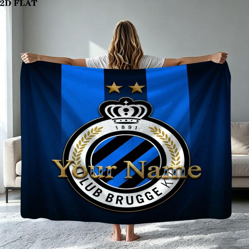 1PC Club Brugge KV Custom Name Patterned Flannel Blanket Suitable For All Seasons for Home Decor Warmth and Comfort Gifts Holiday Present