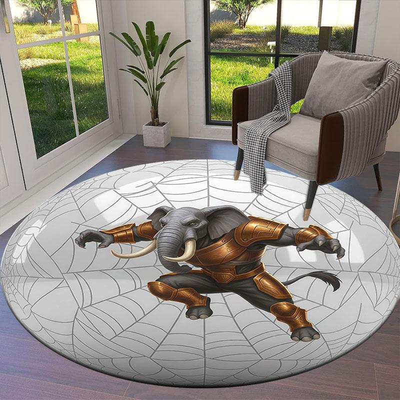 AnimalHeroes Round Area Rug,Carpet Rug for Living Room Bedroom Sofa Playroom Decor,Non slip Floor Mat