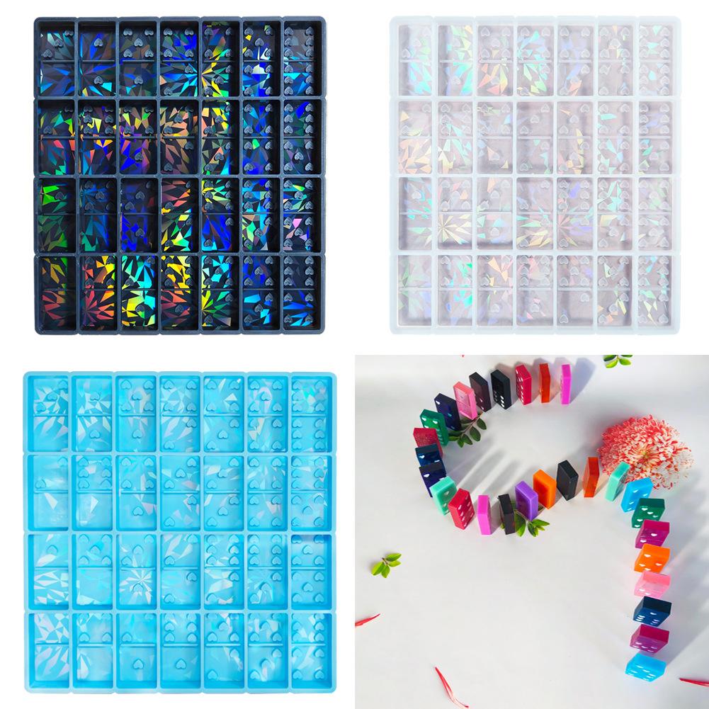 Clear Holographic Heart-shaped Domino Food Grade Silicone Mold DIY Holographic Laser Domino Wear Resistant And Easy To Clean
