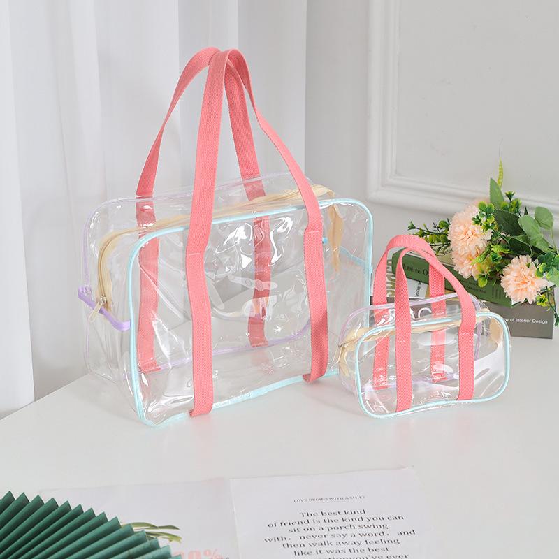 Large Capacity Pink & White PVC Beach & Travel Storage Bag