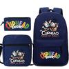 Cartoon Teacup Head Cuphead Student Backpack Oblique Span Bag Pencil Bag Primary And Secondary School Students Children'S Schoolbag Three-Piece Set
