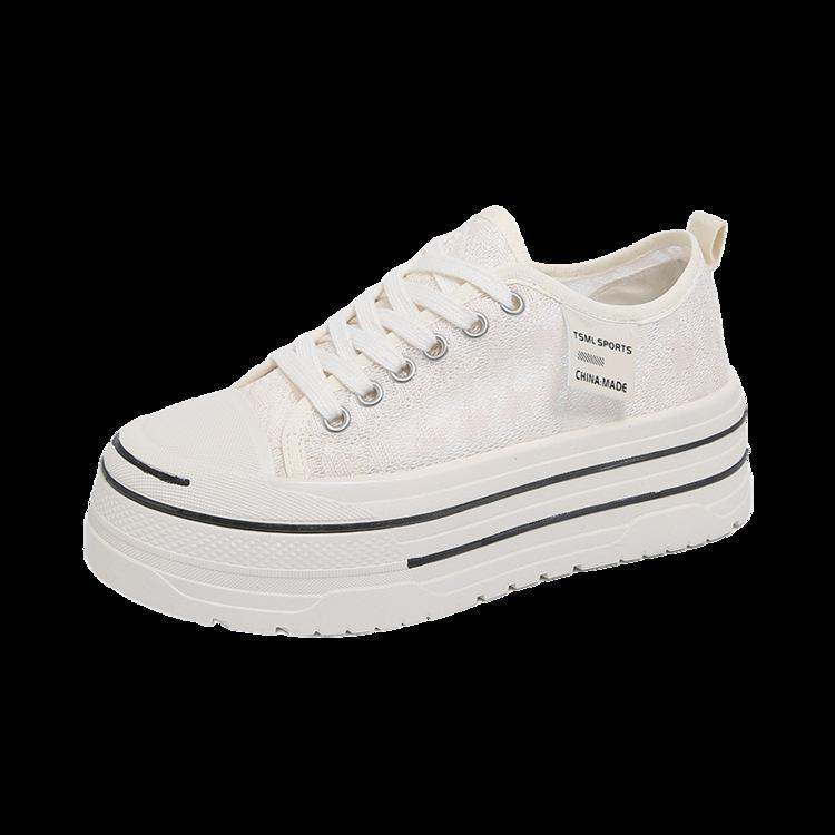 

Сетчатые кружевные маленькие белые туфли женские лето 2025 новые на толстой подошве увеличивающие рост юбка дышащие тонкие повседневные кеды 40