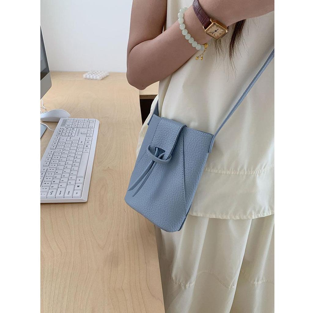 Women's Portable Pu Mini Phone Bag Solid Leather Flap Casual Crossbody Bags Female Versatile Shopping Messenger Shoulder Pack