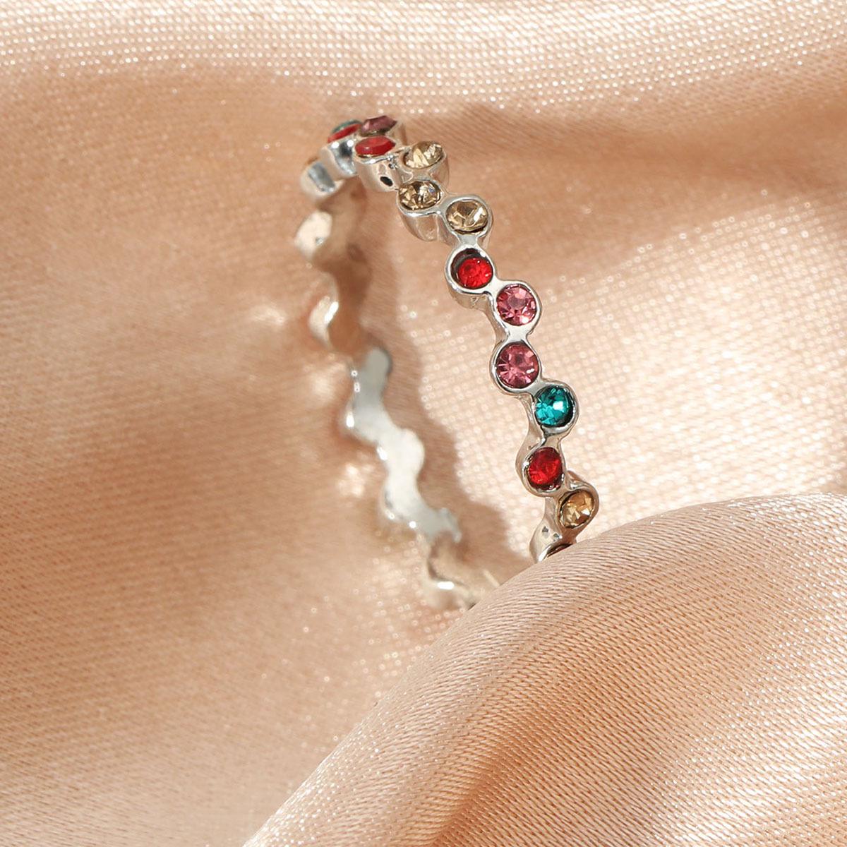 European-American Fashion Jewelry: Popular Colored Crystal Rhinestone Ring Size 6