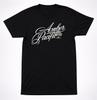 Amber Pacific Script Logo Shirt Spade Card Symbol Band Graphic Black Shirt