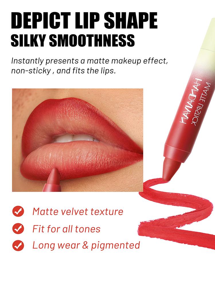 Nude Series Velvet Matte Lipstick Pencil Waterproof Long Lasting Red Lip Stick Non-Stick Cup Makeup Lip Tint Pen Cosmetic Makeup