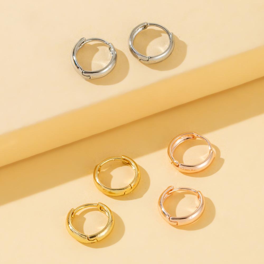 Alloy Hoop Elegant Earrings Minimalist Geometric Circular Gold Silver Gold Rose