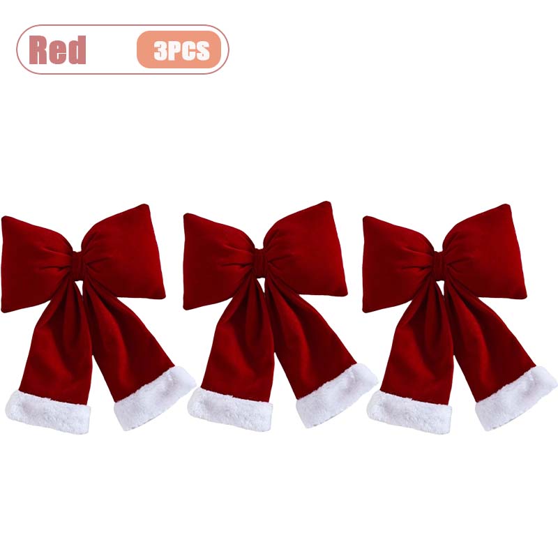 1-10PCS Christmas Velvet Bow 3D Hanging Decorative Tree Decoration Outdoor Festive Vintage Style Ribbon Christmas Party Supplies