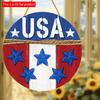 2D flat 20*20cm1pc USA Flag Theme Red&White&Blue stripes Star elements Round ornament, Patriotic Independence Day Welcome Sign For Wall, Simple