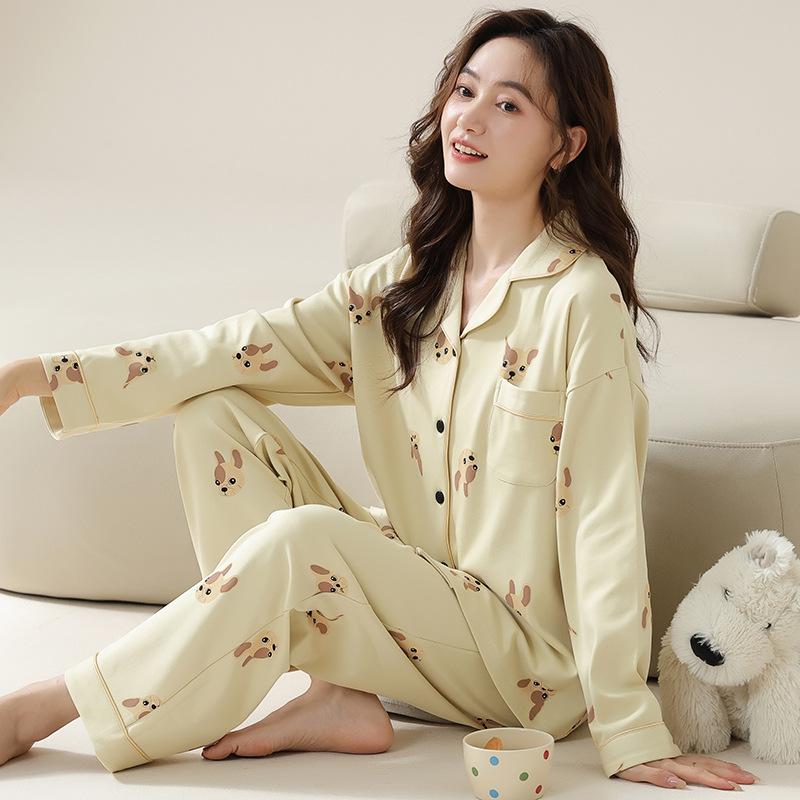 1011 New Pajamas for Women, Spring/Autumn, Pure Cotton Long-Sleeve Loungewear, Summer Thin High-End Set