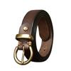 New Retro Pleated Korean Version Fashionable Versatile Women'S Belt Women'S Copper Buckle Genuine Leather Cowhide Jeans Belt Women'S