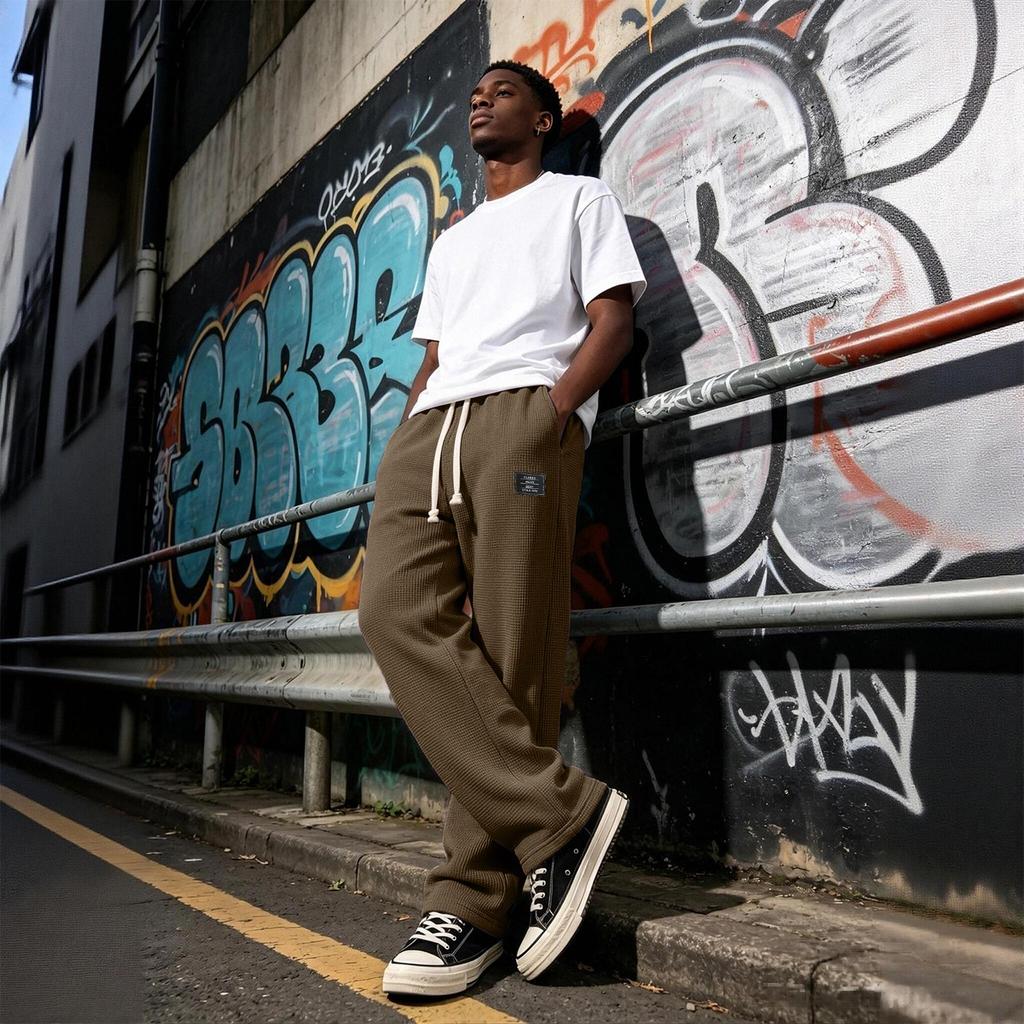 Men's Knit Pants Long Length Casual Trendy Versatile Trousers for Everyday Wear
