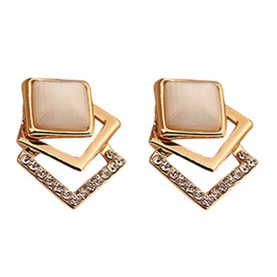 

1 пара женских элегантных серег-гвоздиков с полыми квадратными ювелирными изделиями золотого тона