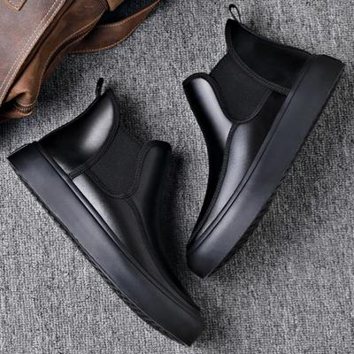 Divat Dermis Férfi Csizma Férfi Cipők Ősz Tél Férfi Cipők Meleg Vastag Talp Magasszárú Marhabőr Csúszásmentes Chelsea Csizma Botas Hombre Piel