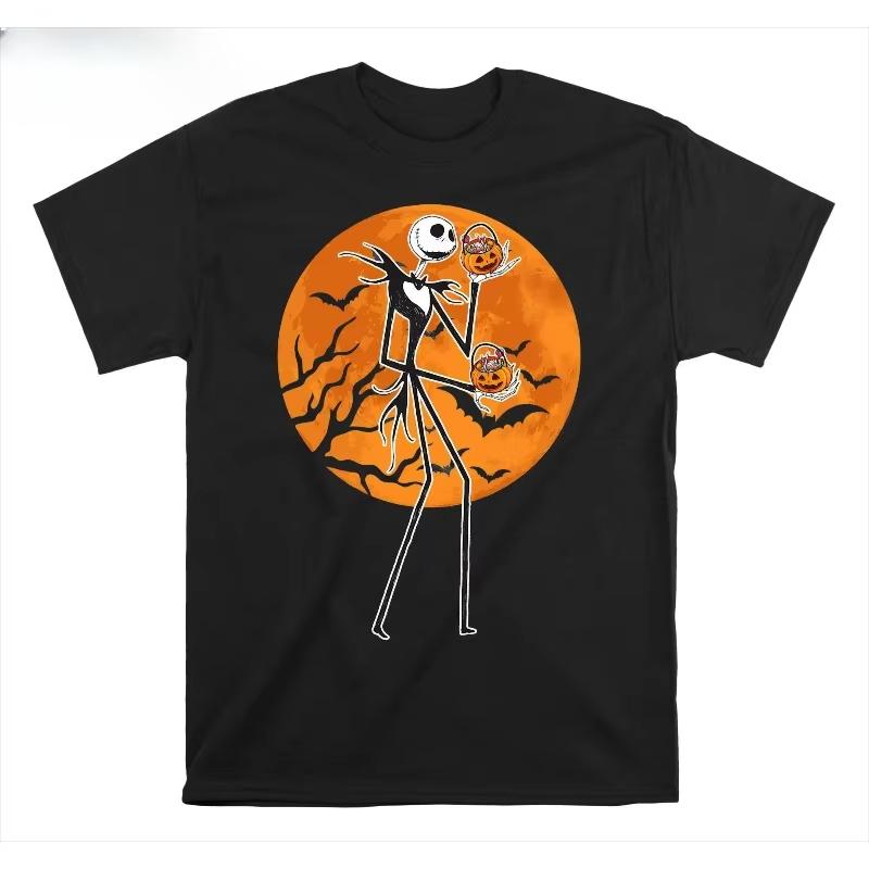 Jack Skellington Halloween Printed TShirt Unisex Women Casual and Themed Activities Wear Unisex Cotton Short Sleeves S