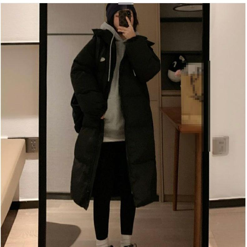 Padded Jacket Women's Winter Casual Thick Padded Jacket Over The Knee Long Padded Jacket Hooded Jacket
