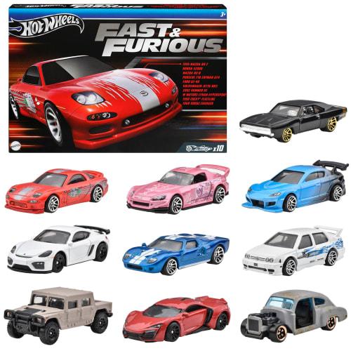 Hot Wheels Fast & Furious 10 Car Pack, Vehicle Toy, Mini Cars, Ages 3 and Up, Multi, HVX27