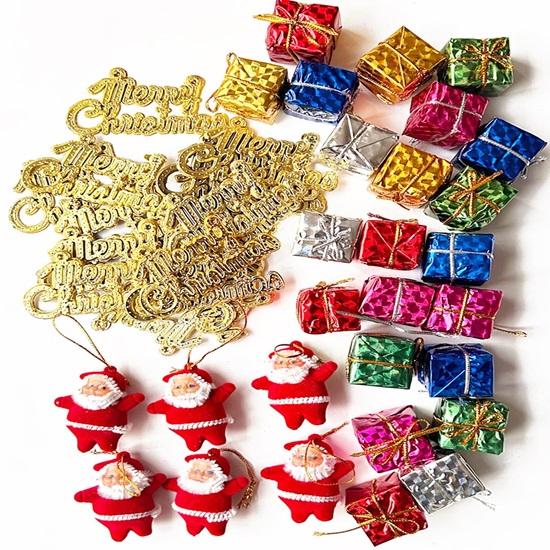 Christmas Tree 2 Feet with 54 Decoration Hanging Props Ornaments for Table Top Office Small Artificial Xmas Tree Party Decor Items for Home