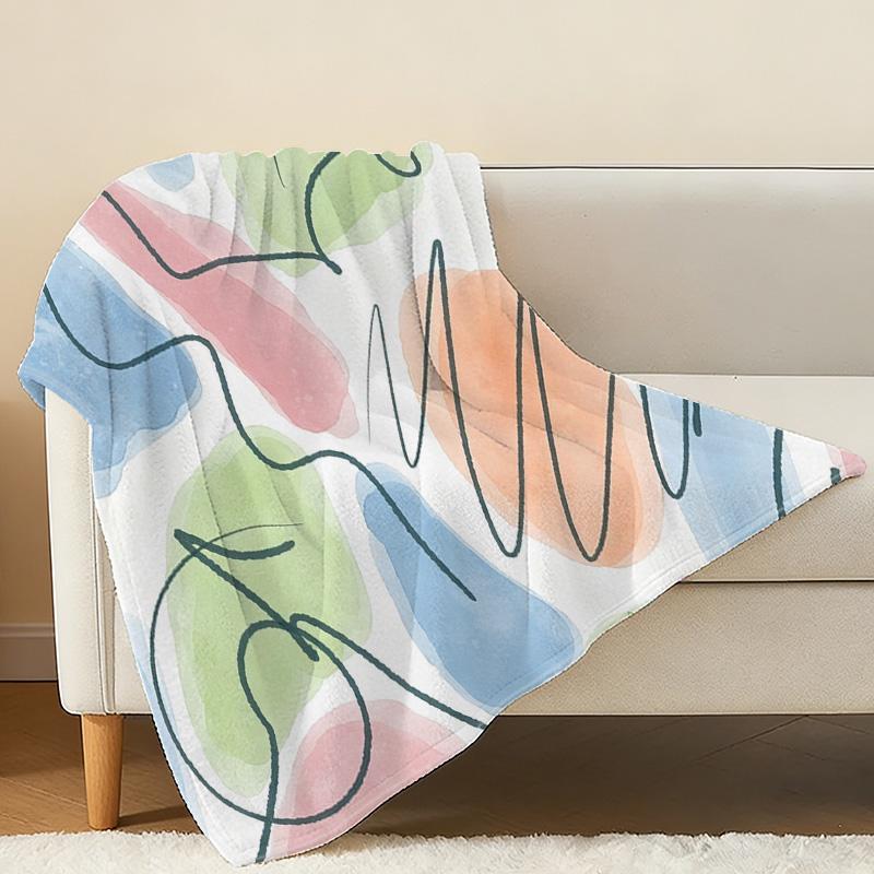 Ultra-Soft Flannel Throw Blanket | Abstract Art Simple Solid Color, Cozy Warm with Fresh Colors for Home Leisure, Nap, Christmas & Halloween