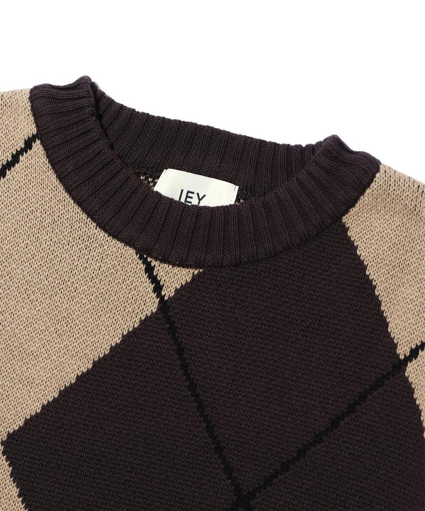 IEY Bold Argyle Knitwear Beige