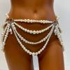 New Waist Chain Pure Desire Sexy Accessories, Body Chain Imitation Pearl Hollow Multi-layer Fringed Waist Chain