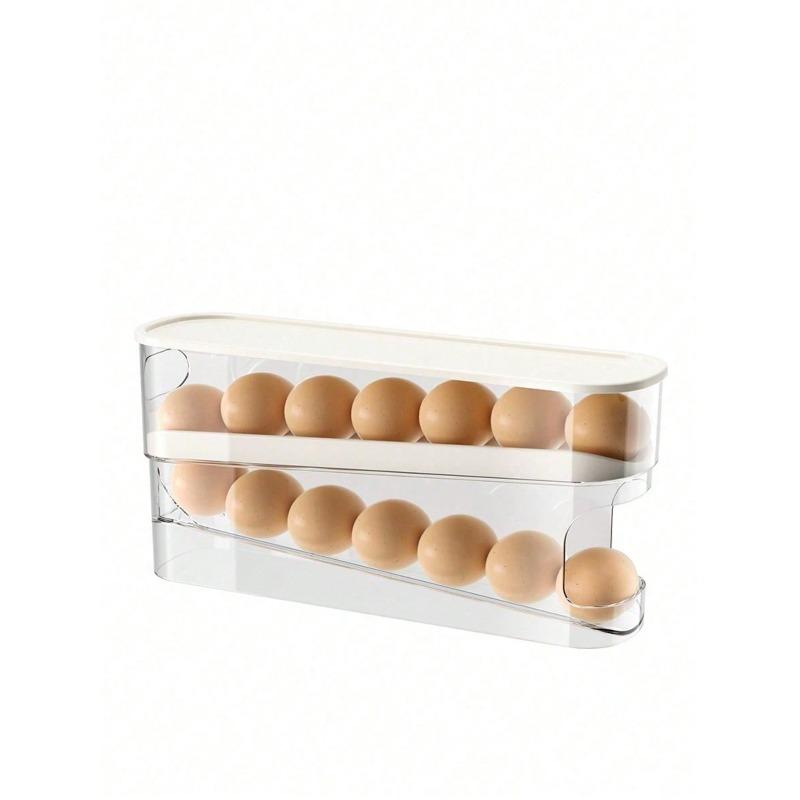 

Автоматический двухуровневый держатель для яиц, Контейнер-слайдер для хранения 12-14 яиц - Конструкция с шарниром White - Double Layer разноцветный