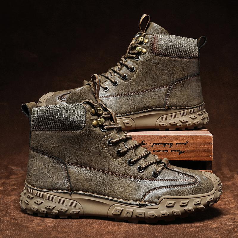 Men Handmade Pattern Leather Comfy Soft Sock Ankle Boots For Men