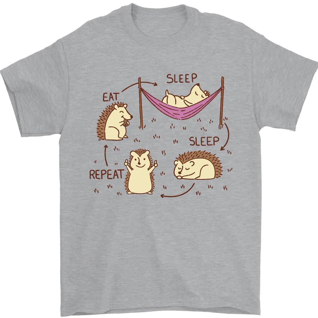 Funny Hedgehog Eat Sleep Repeat Lover Unisexs TShirt 100 Cotton