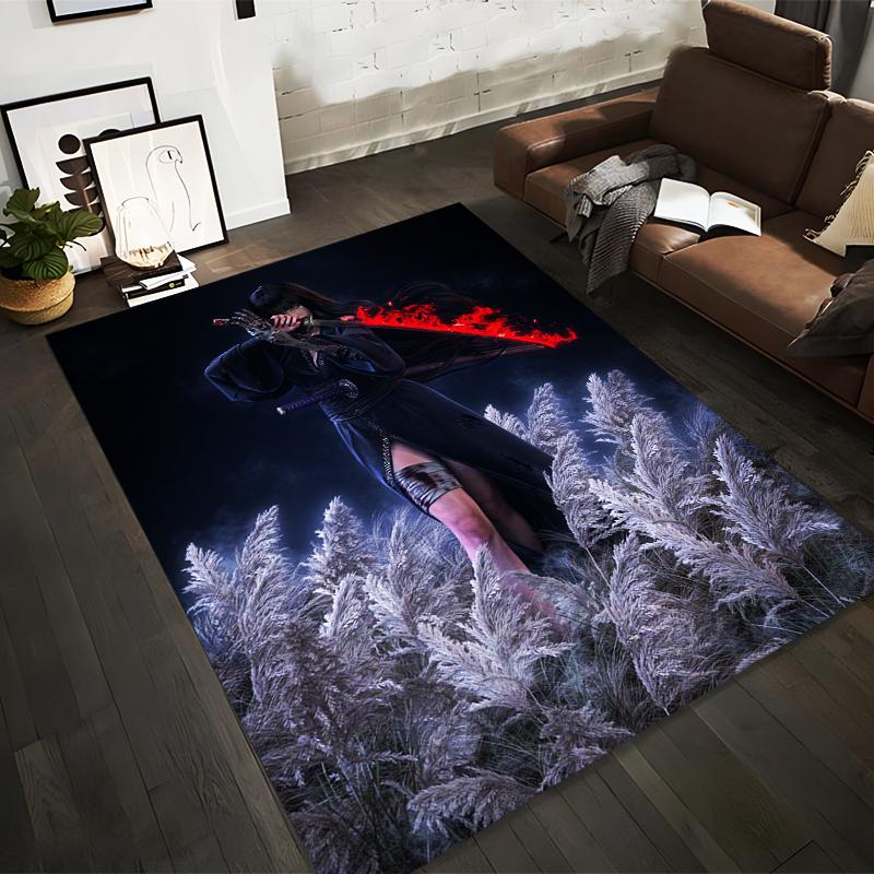 

Dark Warrior with Flaming Sword in Mystical Field Print Carpet Suitable for use as an anti-slip for living room bedroom sofas 40x60cm( 15x23in )