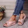Large Size Wedge Sandals Women's Summer New Style Belt Buckle Fashion Lightweight Slippers Women
