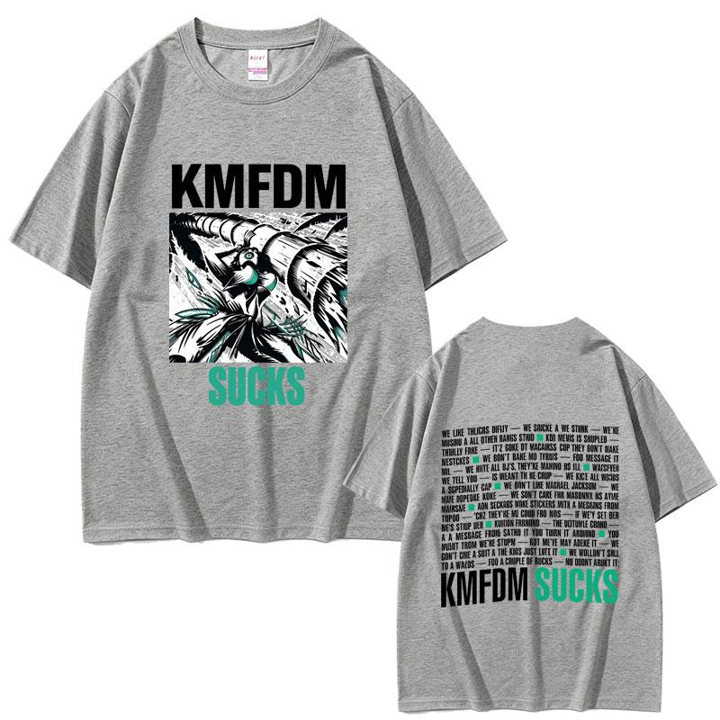 Hot Rock Band Kmfdm Sucks Graphic Tshirt Unisex Women Retro Gothic Punk Streetwear Male Fashion Casual Oversized Crewneck T Shirts