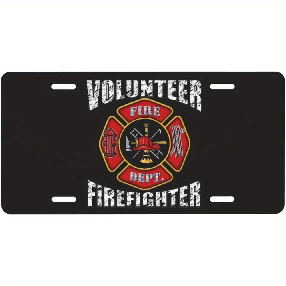 

Volunteer Firefighter Fire Dept Maltese Cross Themed Aluminum Metal Sign D Flat Printing Vintage License Plate Style Wall Deco 15x30cm(5.9x7.8inch)