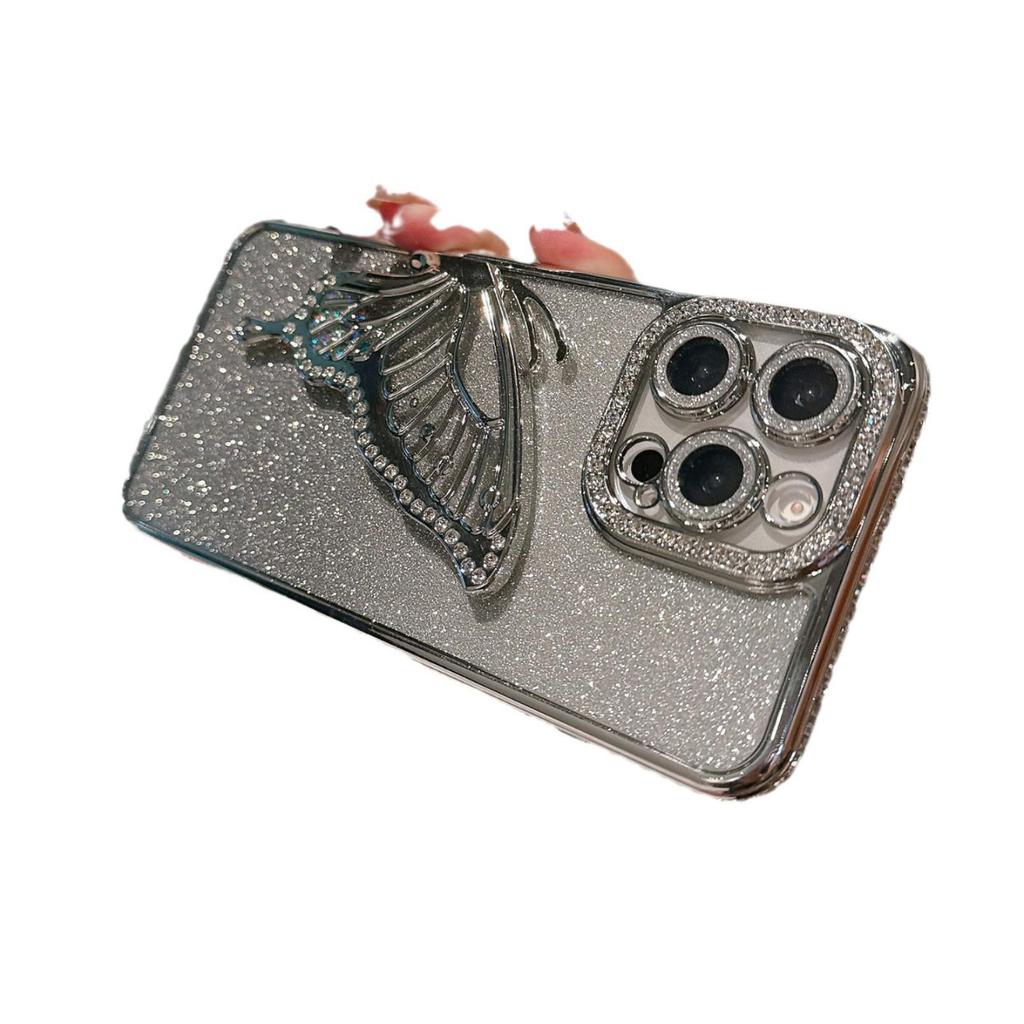 iPhone 17 Pro Max Rhinestone Case with Diamond Butterfly Stand, Drop-Proof