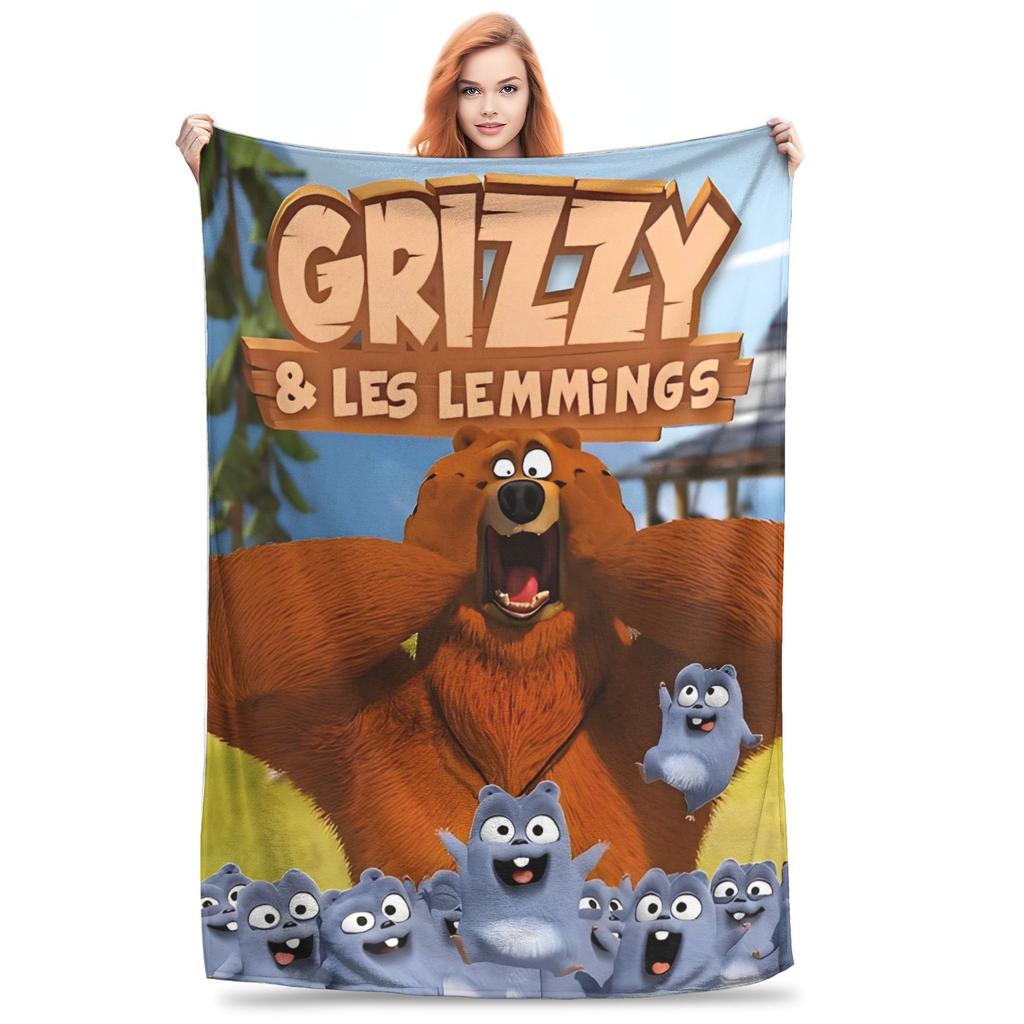 Warm BlanketChildren Travel Grizzys and The Lemmings Throw Blanket  Flannel Bedspread For Bedroom Street Trend Sofa Bed Cover