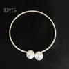 2Pcs/Set Women Elegant Jewelry Set Shiny Rhinestones Faux Pearls Adjustable Open Collar Necklace Bangle Set