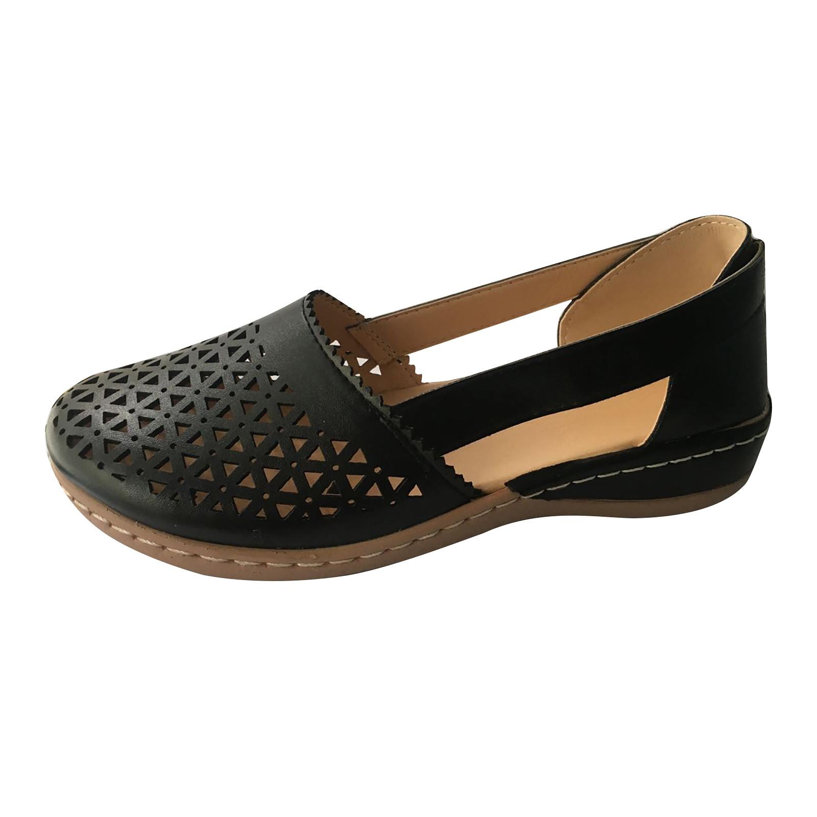 

Летние женские ортопедические сандалии на танкетке, винтажные повседневные сандалии без шнуровки 42 чёрный