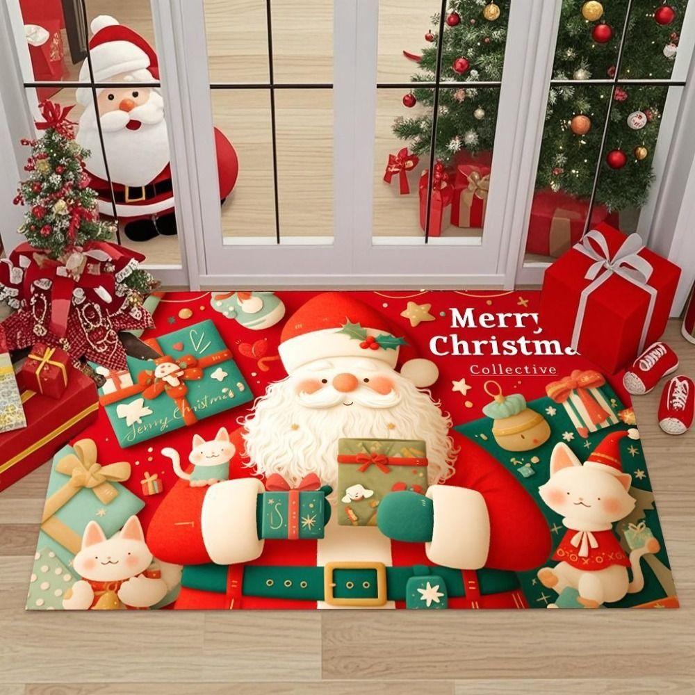 Flannel Anti-Slip Floor Mat Non-Slip Backing Festive Entrance Rug  For Corridors