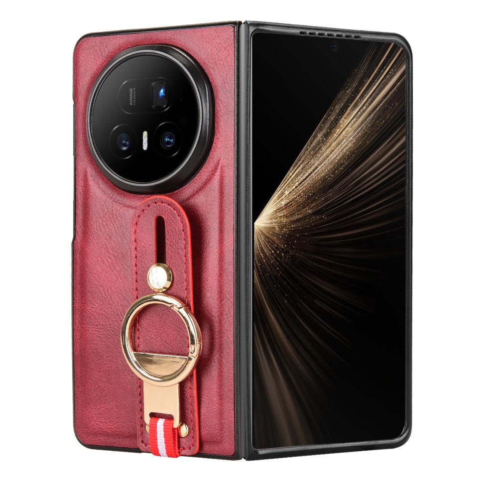 For Honor Magic V5 5G Case Wristband Kickstand Leather + PC + TPU Phone Cover with Bottle Opener