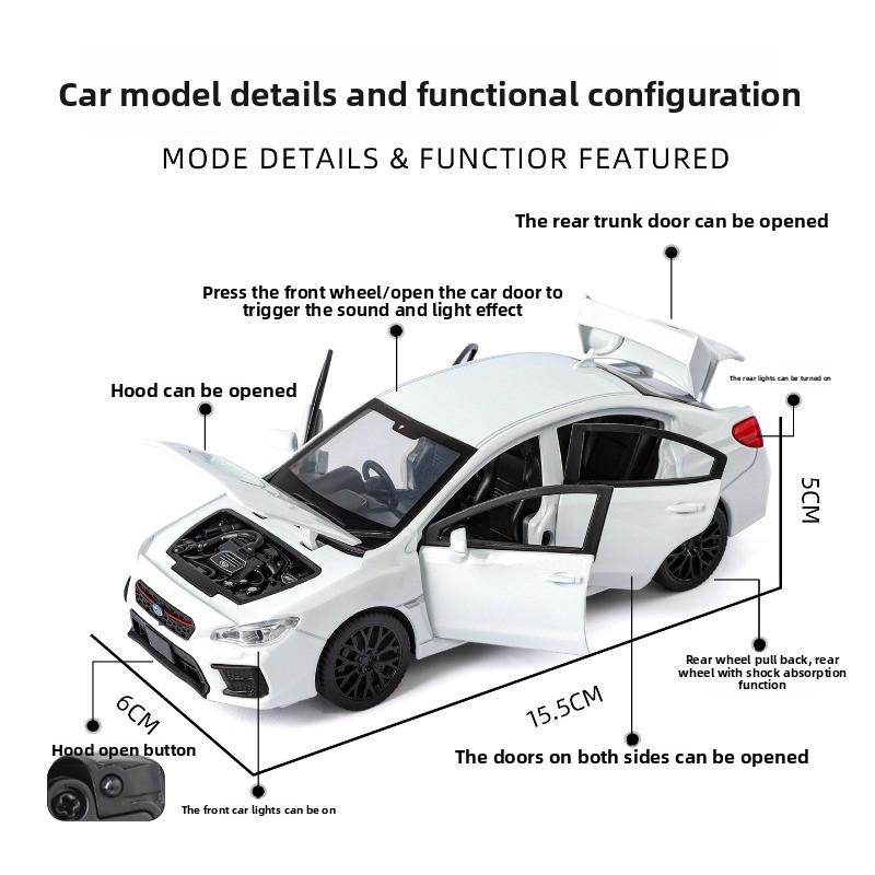 Simulation 1:30 Subaru WRX STI Rennwagen Modell Rückzug Sound Licht Legierung Diecast Jungen Kinderspielzeug Fahrzeug Geschenk Sammlung