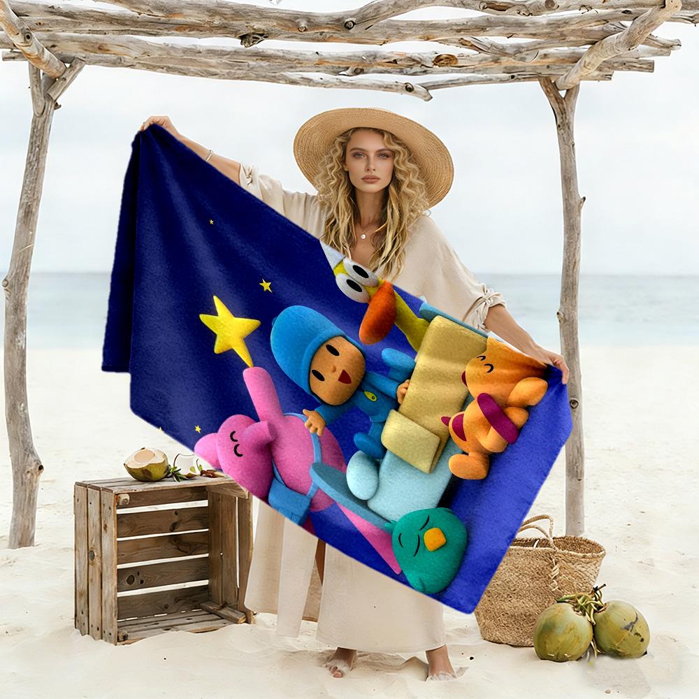 Pocoyo Beach Towel Super Soft Microfiber Quickdry Fabric Comfortable Lightweight Suitable for Sports, Travel, Swimming, Yoga, Bathroom, Beach, And Poo